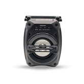 Portable speaker with brand logo on a white background